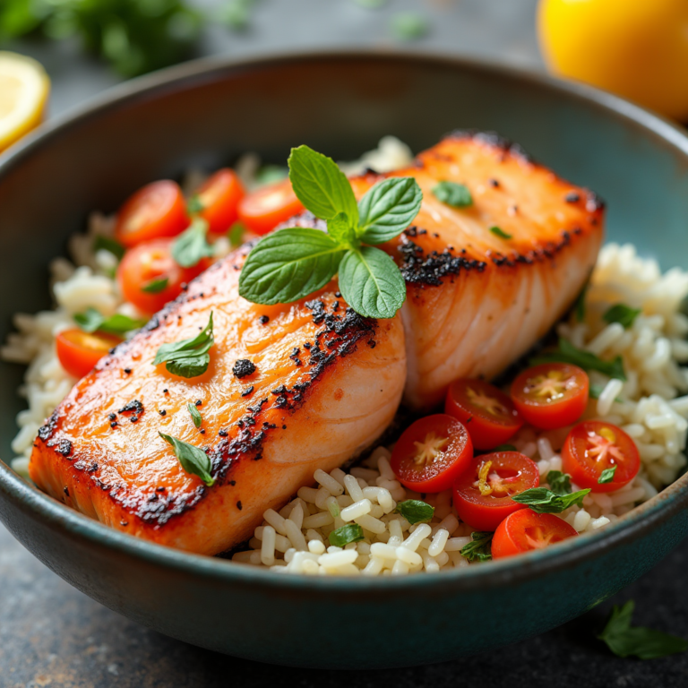 salmon rice bowl