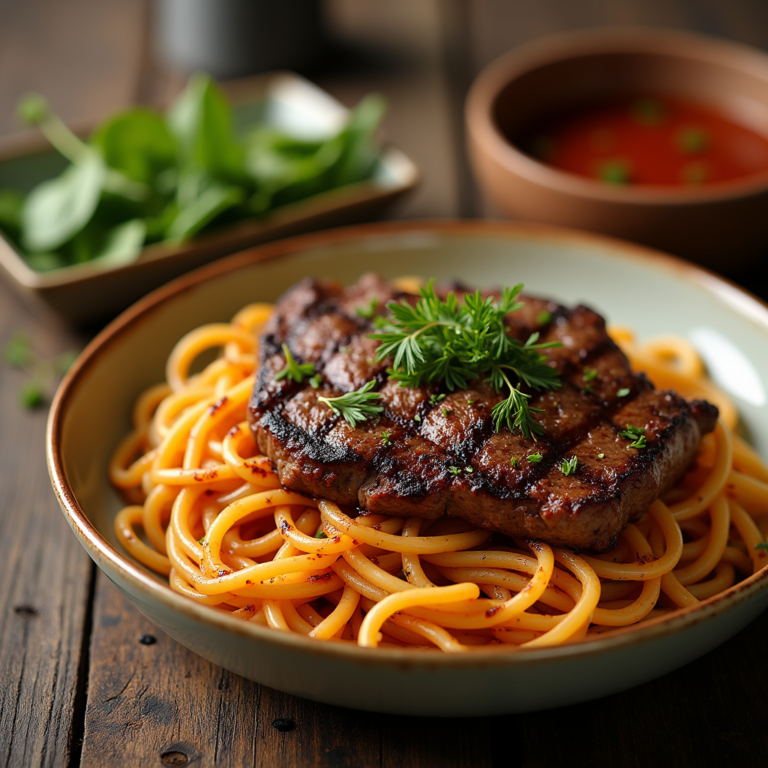 Hearty Steak and Pasta Recipe | EasyRecipy